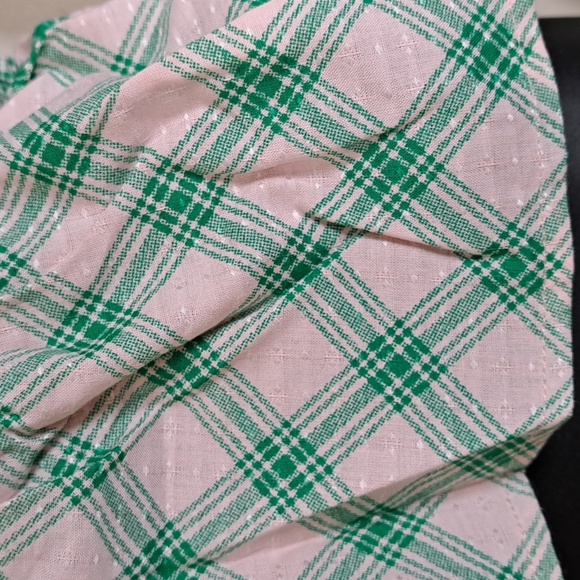 ASOS Daisy Street Check Balloon Sleeve Top Pink Green - Picture 6 of 14